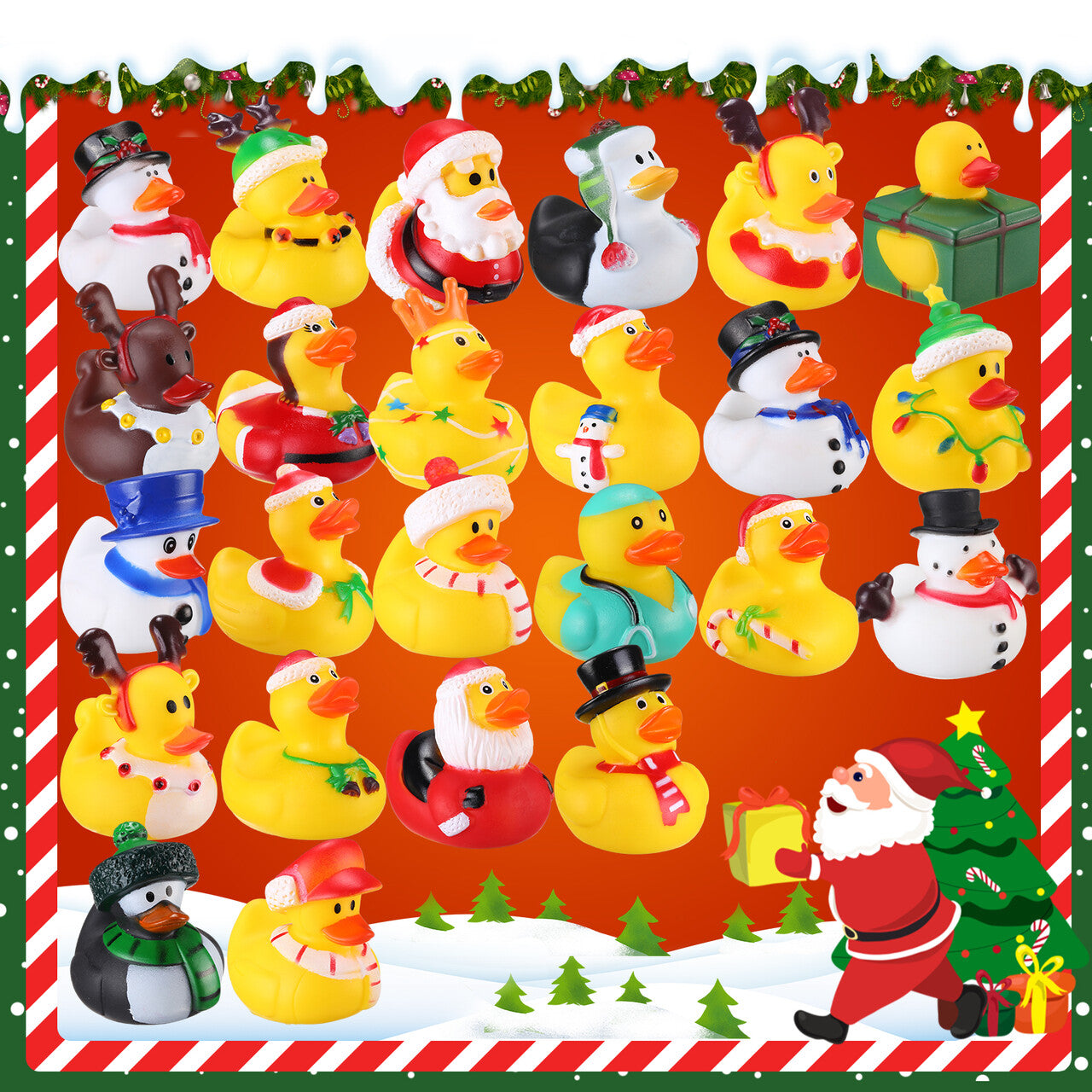 ใChristmas saleใ24 Days of Christmas Rubber Duck Set