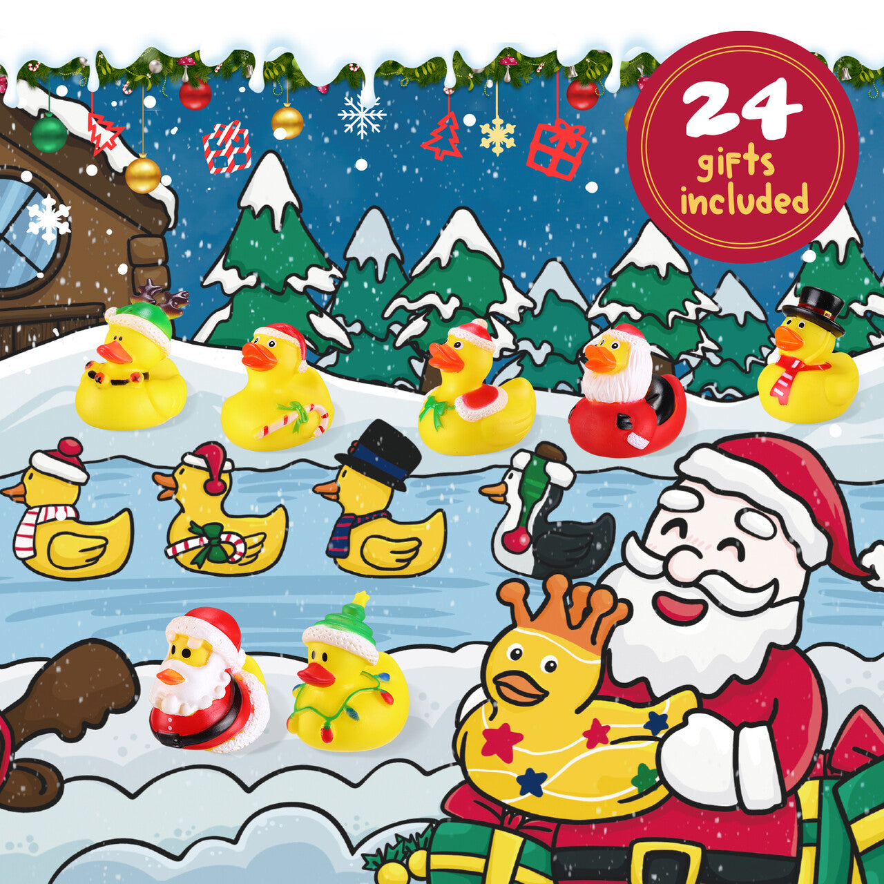 ใChristmas saleใ24 Days of Christmas Rubber Duck Set